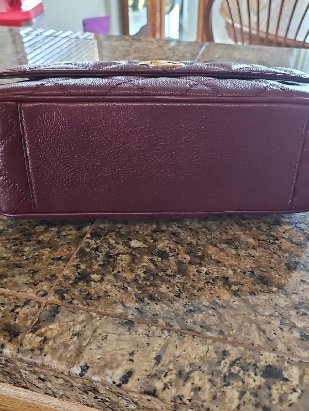 Tory Burch Quilted Willa Leather Shoulder Bag - Wine/claret with Gold Hardware - Picture 9 of 15